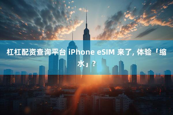 杠杠配资查询平台 iPhone eSIM 来了, 体验「缩水」?